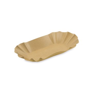 250 Stk. Pappschale oval 17,5x10,5x3cm braun aus Frischfaser mit Fettbarriere